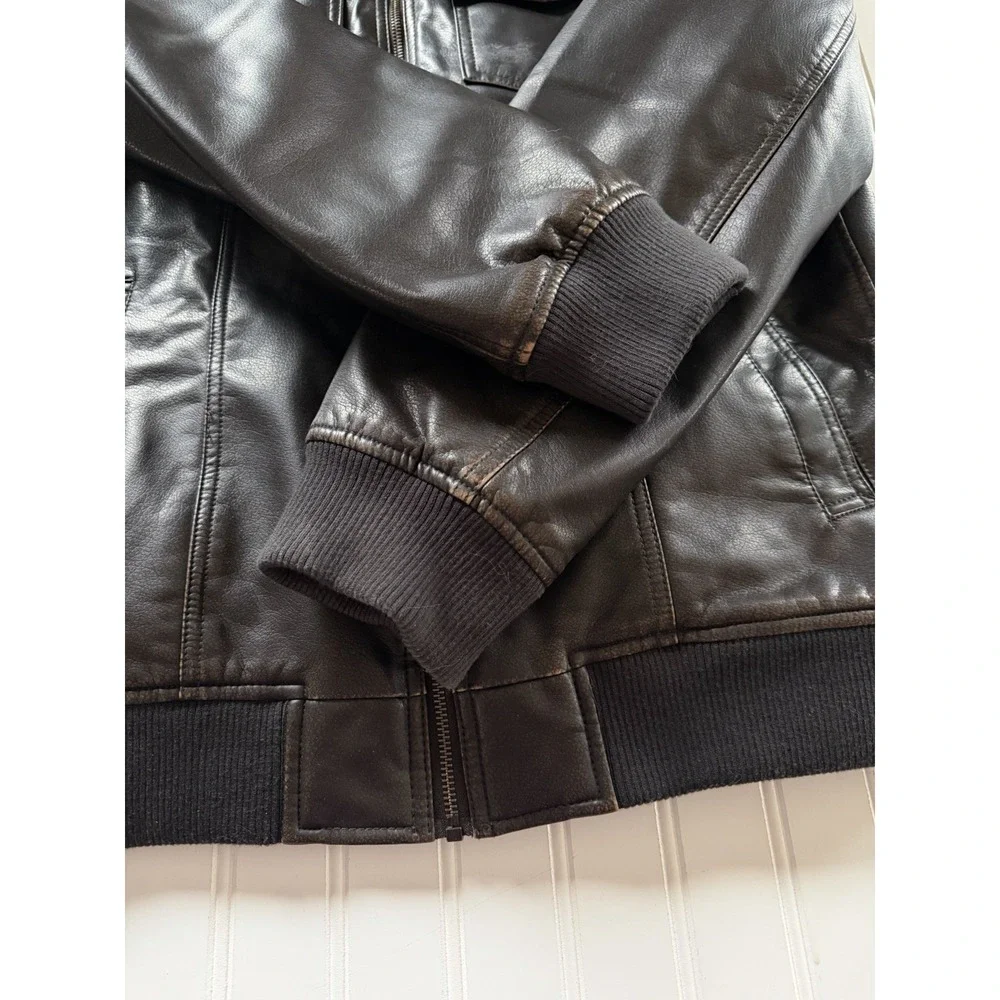 Levi's Faux Leather Aviator Bomber Jacket Sherpa Lined Brown‎ Men's L